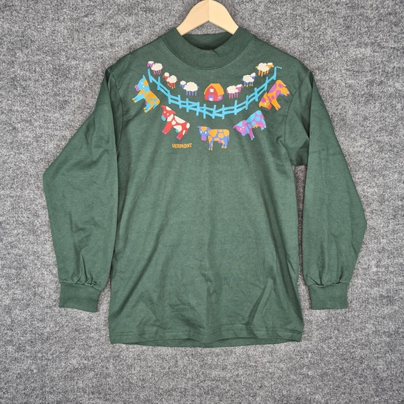 Anvil Other - Vintage Anvil Vermont Green Cows Long Sleeve T shirt‎ Men's Size Medium USA